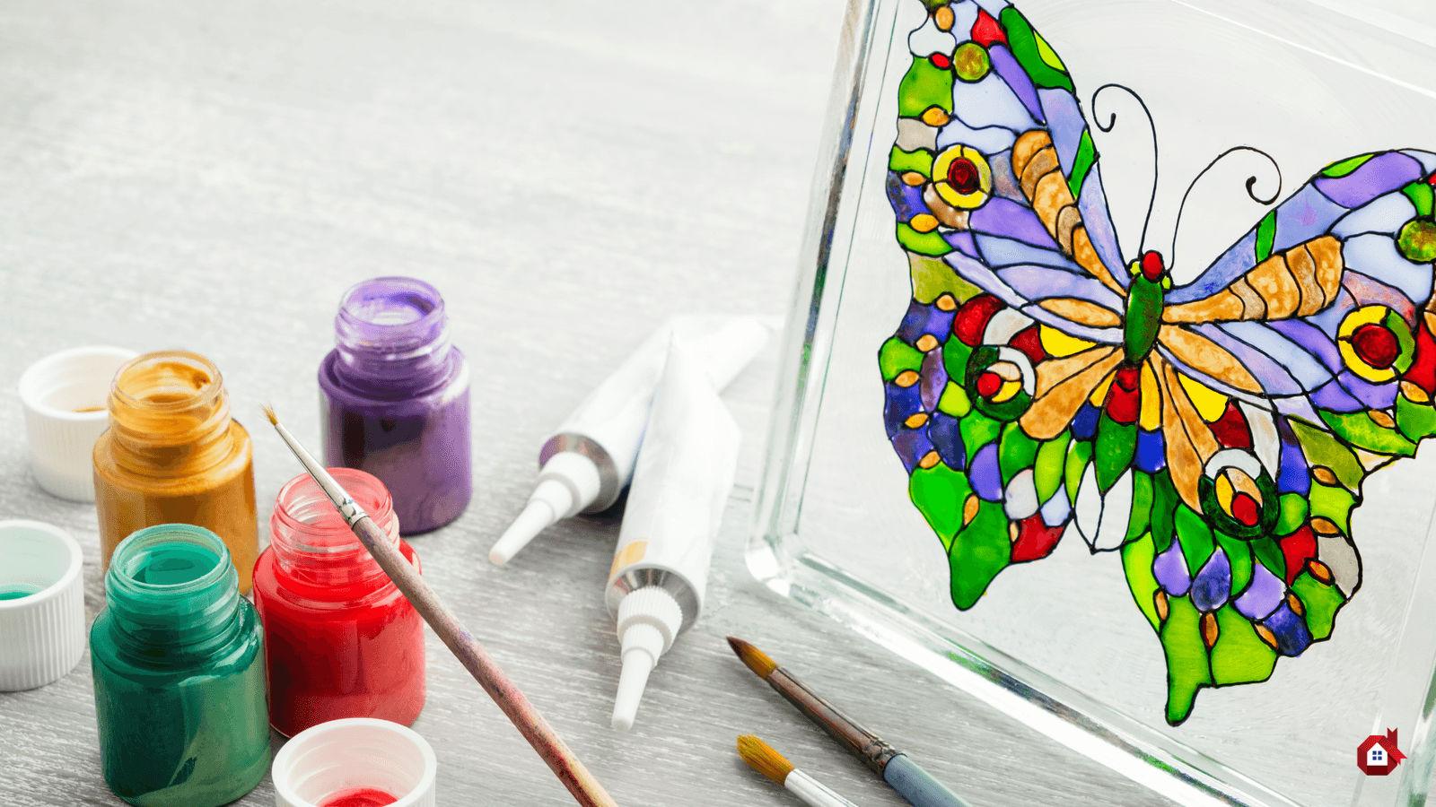 peinture sur vitre papillion