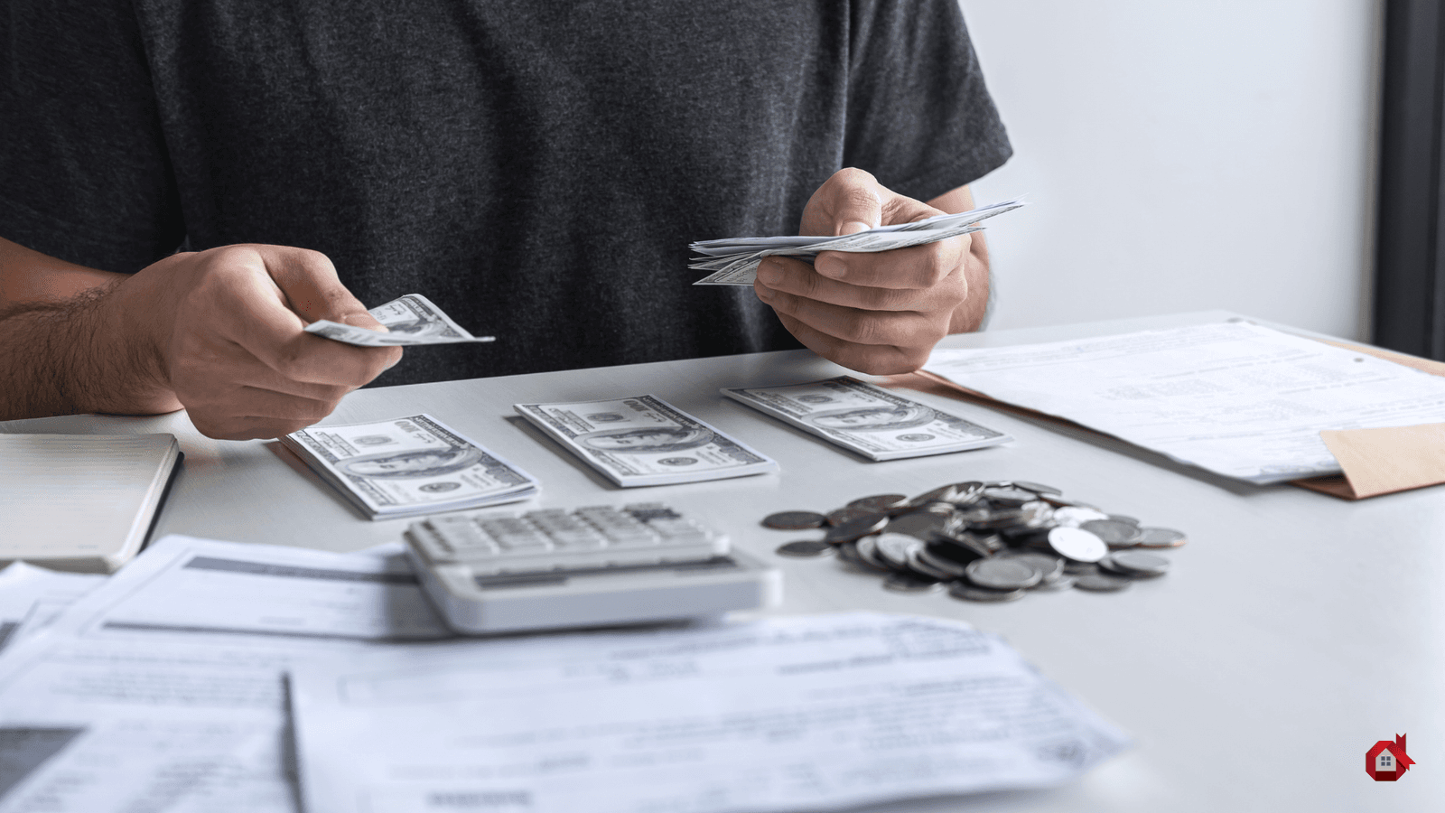 Personne entrain de calculer de l'argent 