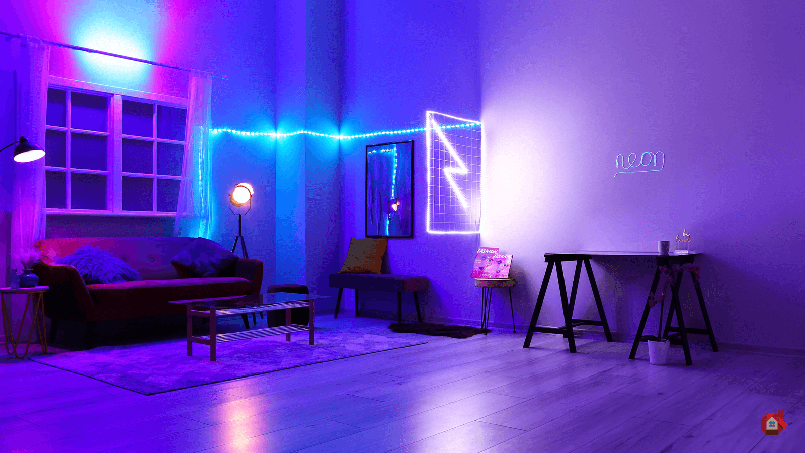 Salon avec led de couleur 