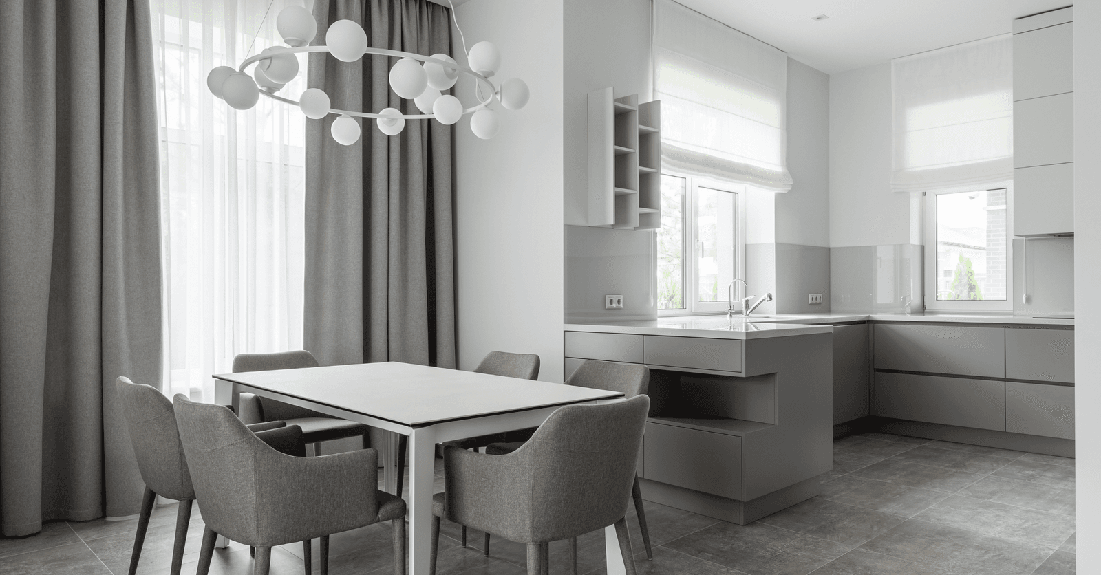 Une cuisine neutre au ton gris perle