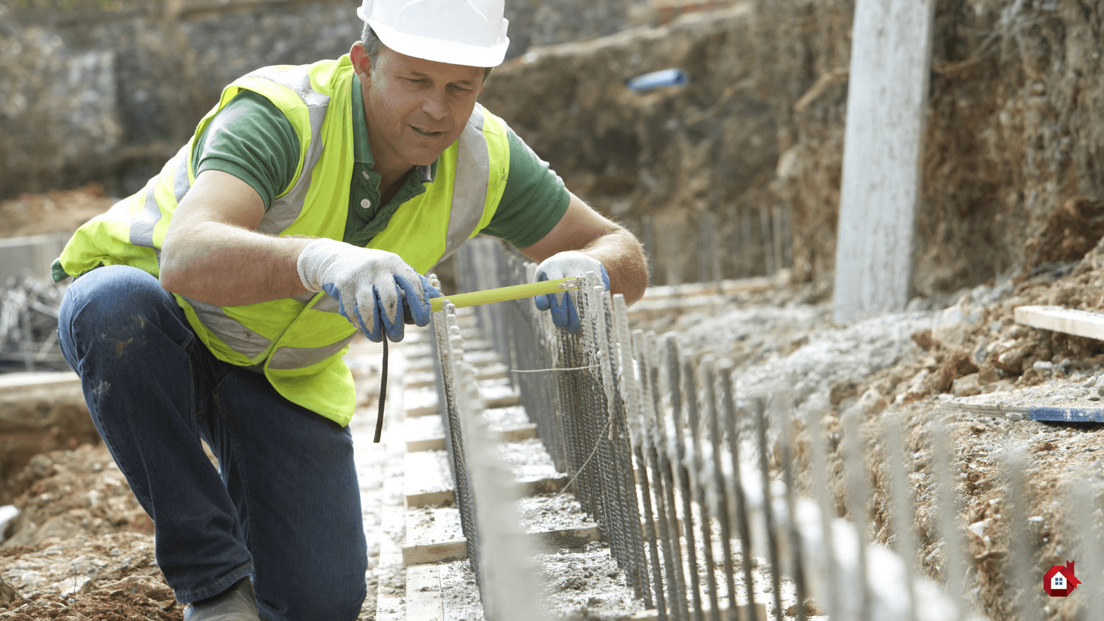 ferrailleur entrain de mesurer 