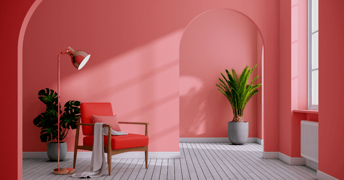 Peinture intérieur corail teinté de rose