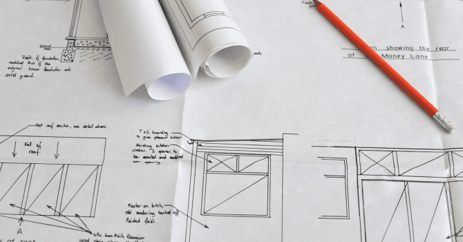Plan d’agrandissement d’une maison moderne dessiné à la main