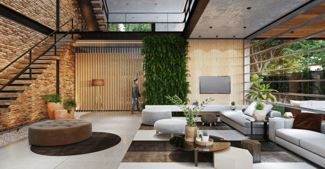 Mur de briques salon loft