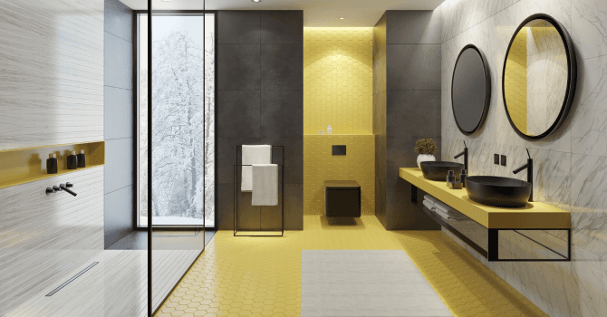 Salle de bain jaune